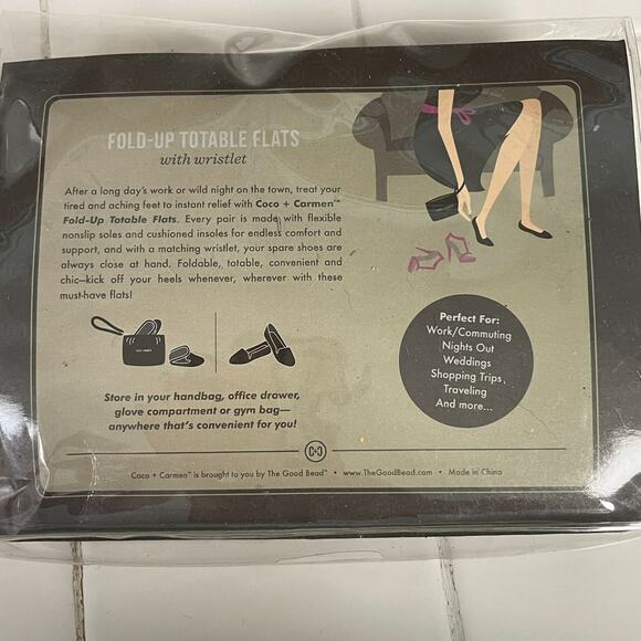 Coco & Carmen Foldable Flats Rescue Shoes Size 8 NEW With Pouch Totable - Picture 3 of 3